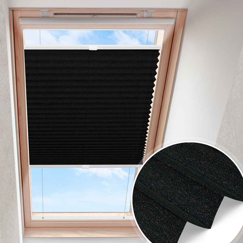 Dachfensterplissee Schwarz | metallisierend