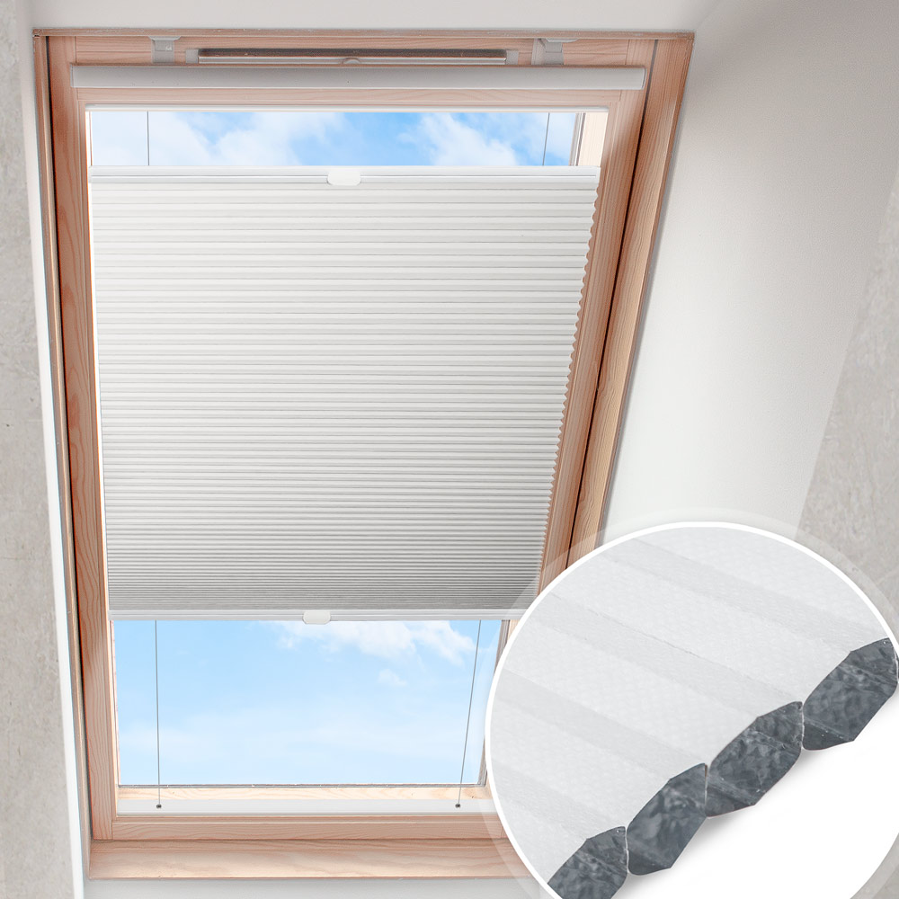 Dachfensterplissee Kaltweiß | verdunkelnd Wabe Dachfensterplissee Kaltweiß | verdunkelnd Wabe