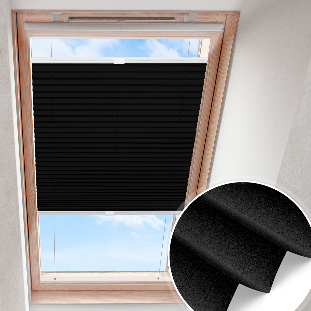 Dachfensterplissee Schwarz | blickdicht